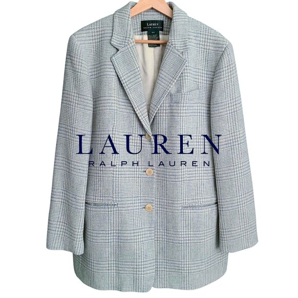 RALPH LAUREN ~ Plus Size Vintage Blue Plaid Blazer – 16W Excellent - Picture 13 of 13